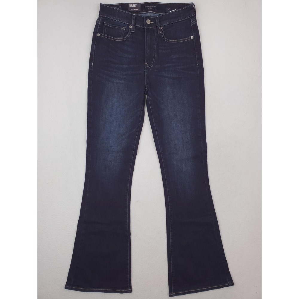Lucky Brand Jeans Womens 4 Stevie High Rise Flare Stretch Denim Dark Wash